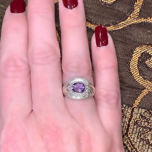 Amethyst and Sterling ring - Picture 1 of 5